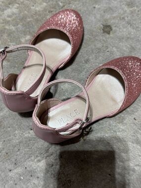 The Children's Place Rose Pink Glitter Ankle-Strap Flats
